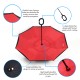 Windproof Inverted Umbrella for Cars Reverse Open Double Layer with UV Protection and C-Shape Sweat-proof Handle - Red| By HomeyHomes